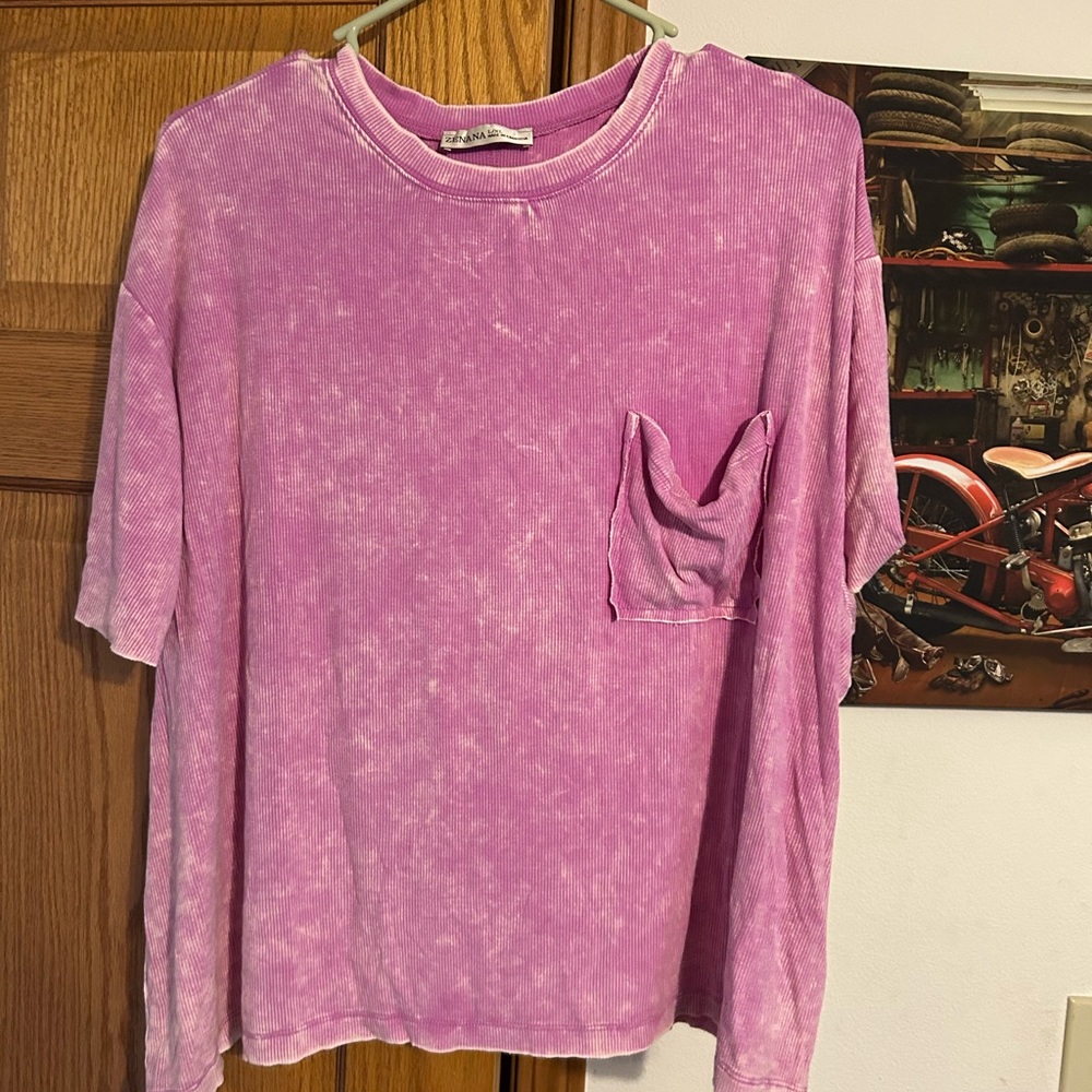 Zenana Outfitters Purple Ribbed Top